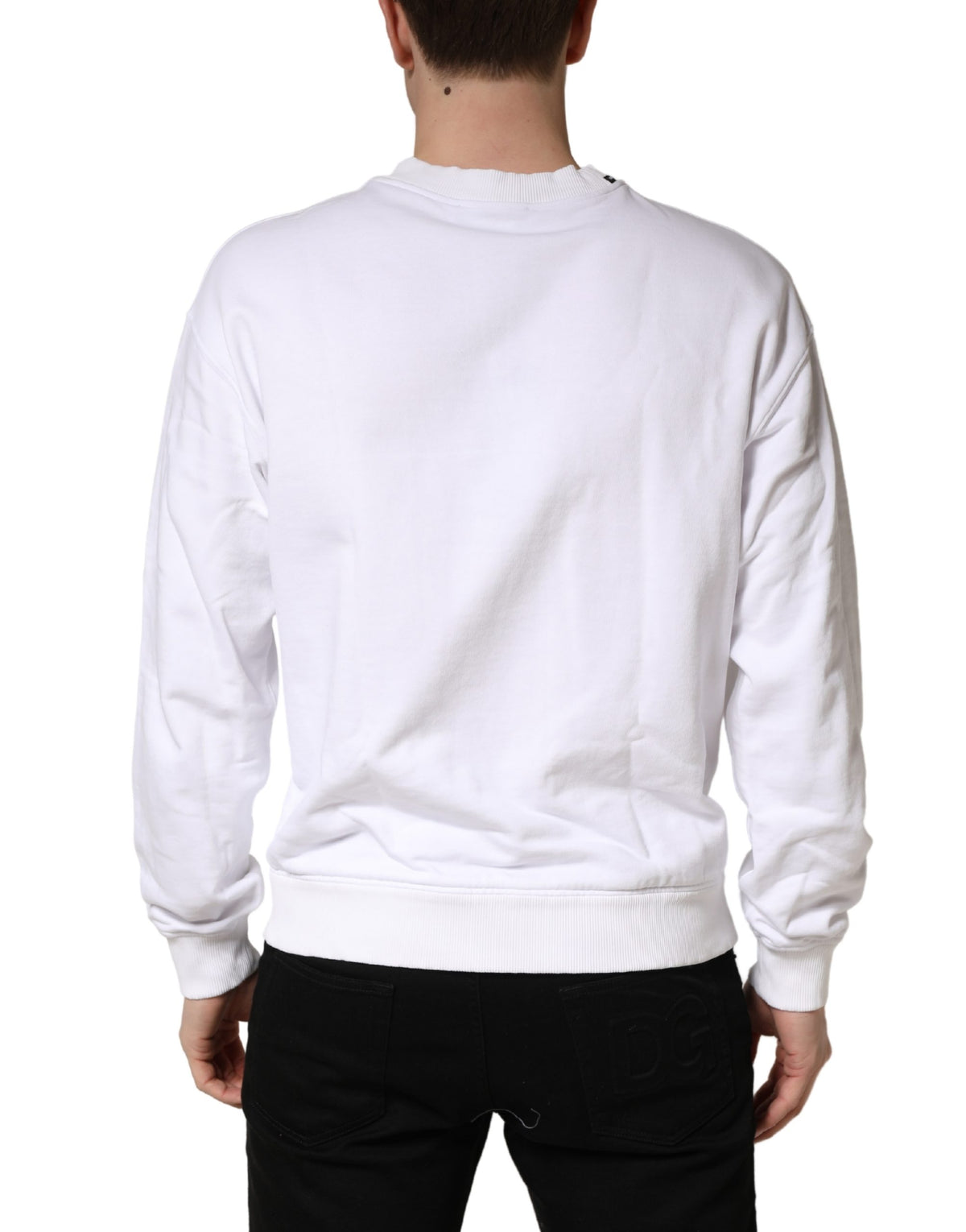 Pull en coton blanc à col rond Dolce &amp; Gabbana