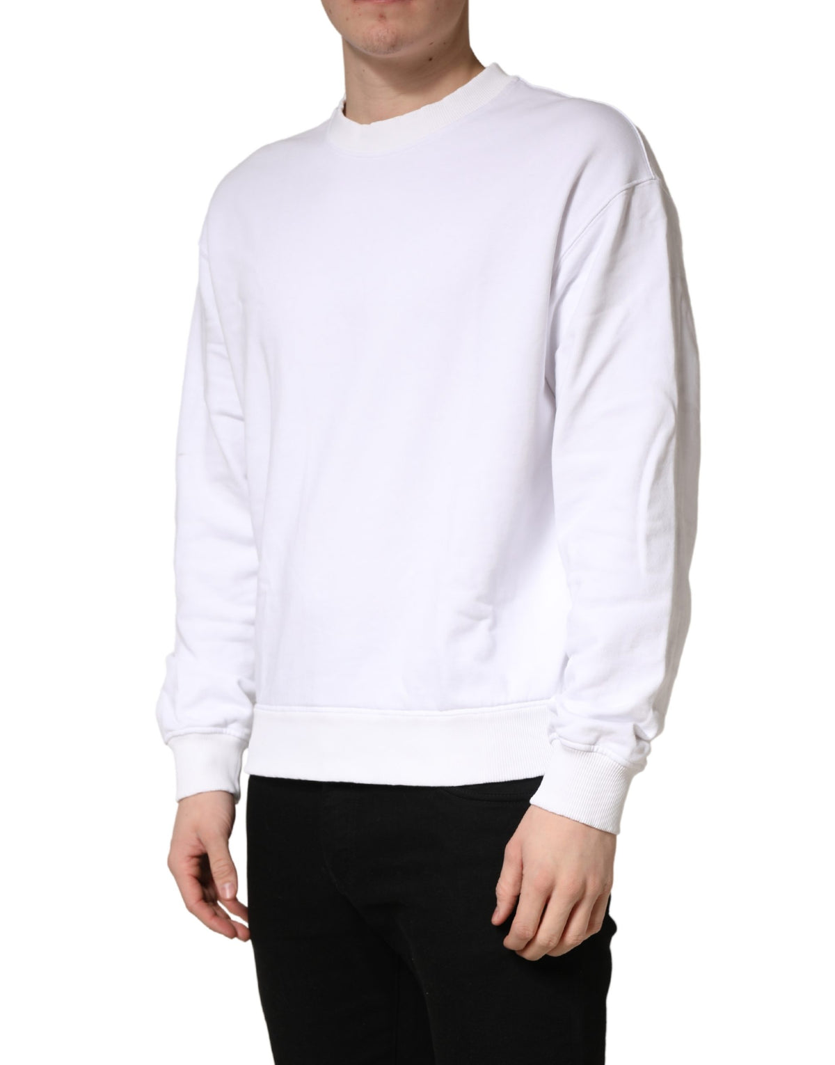 Pull en coton blanc à col rond Dolce &amp; Gabbana