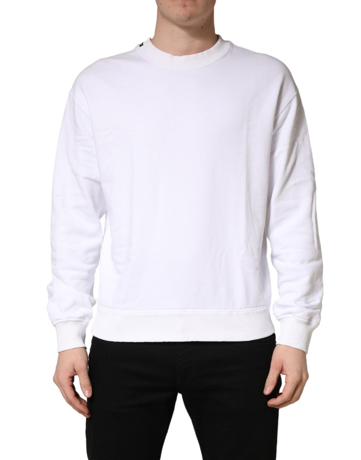 Pull en coton blanc à col rond Dolce &amp; Gabbana