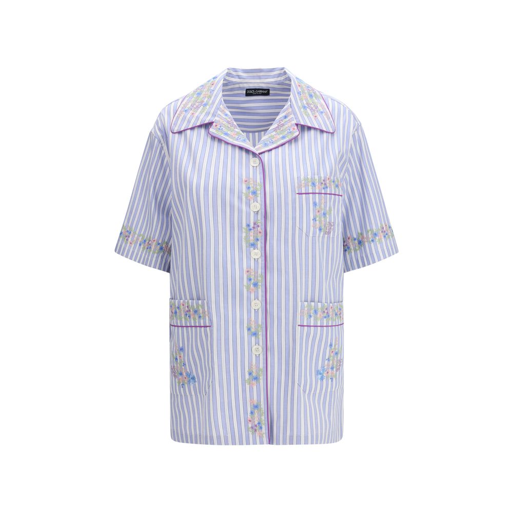 Dolce & Gabbana Blue Cotton Pattern Shirt for Women