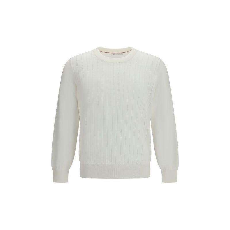 Brunello Cucinelli White Cotton Sweatshirt for Men
