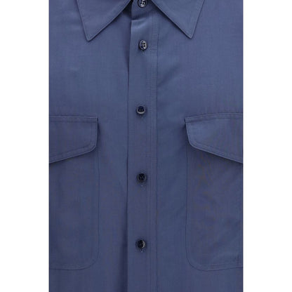 Saint Laurent blauwe viscose overhemd
