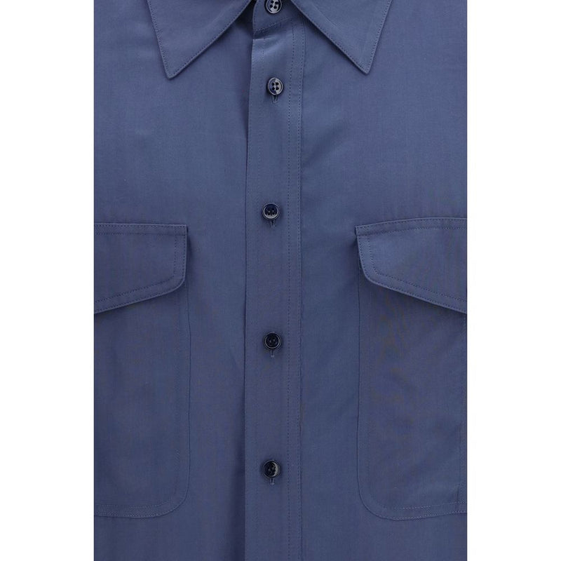Saint Laurent blauwe viscose overhemd