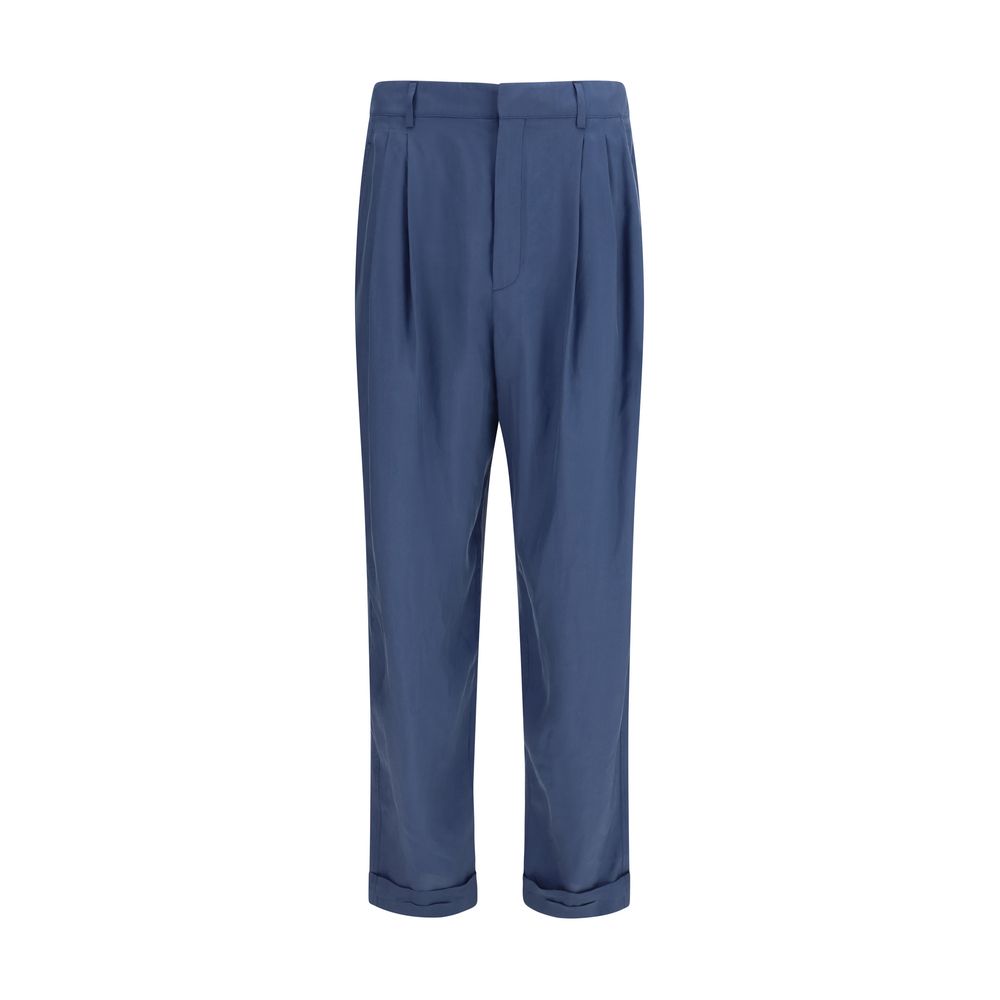Pantalon de costume bleu en soie Saint Laurent