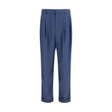 Pantalon de costume bleu en soie Saint Laurent