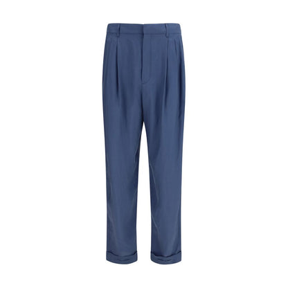 Pantalon de costume bleu en soie Saint Laurent