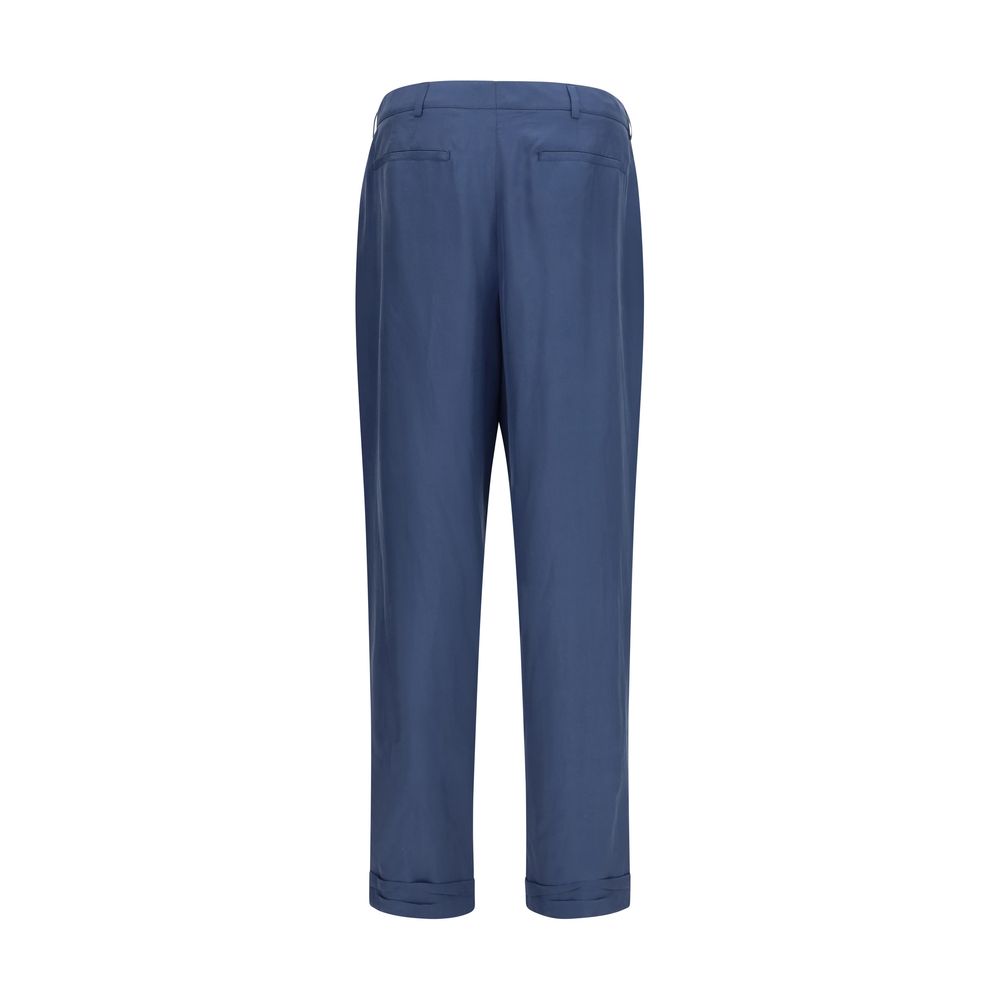 Pantalon de costume bleu en soie Saint Laurent