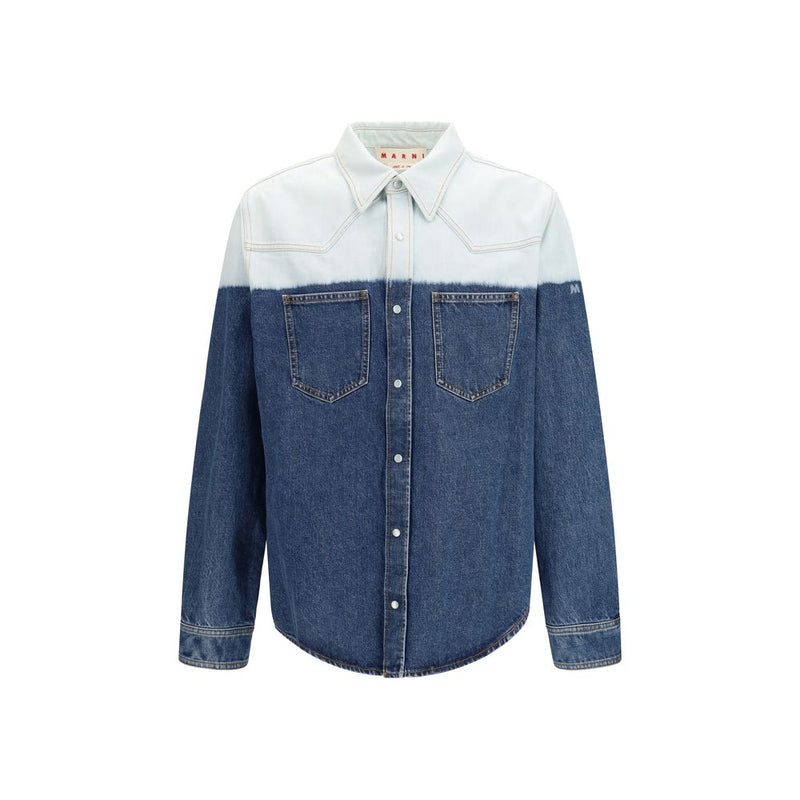 Marni Blue Denim Shirt with Dip-Dye Effect