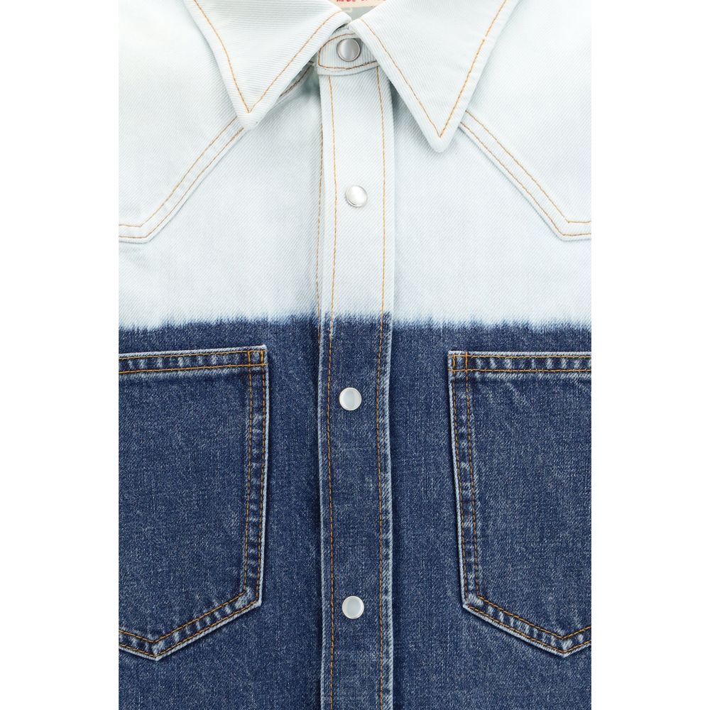 Marni Blue Denim Shirt with Dip-Dye Effect