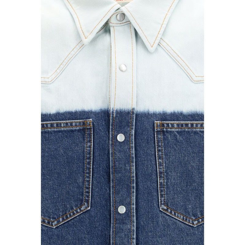 Marni Blue Denim Shirt with Dip-Dye Effect