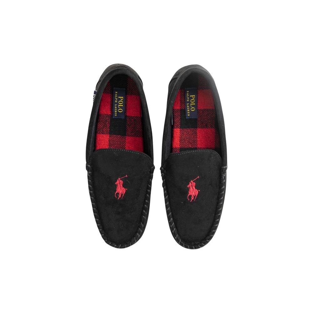 Ralph Lauren Black Faux Fur Slippers for Men