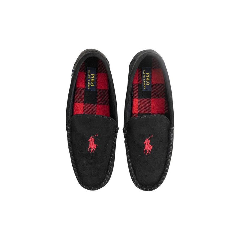 Ralph Lauren Black Faux Fur Slippers for Men
