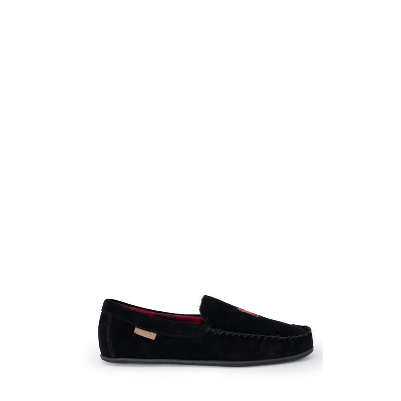 Ralph Lauren Black Faux Fur Slippers for Men