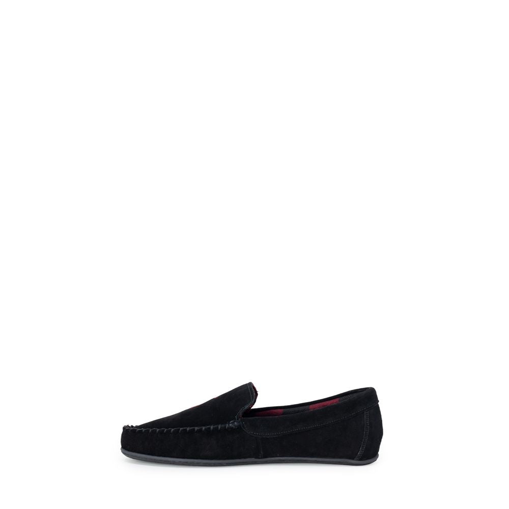 Ralph Lauren Black Faux Fur Slippers for Men