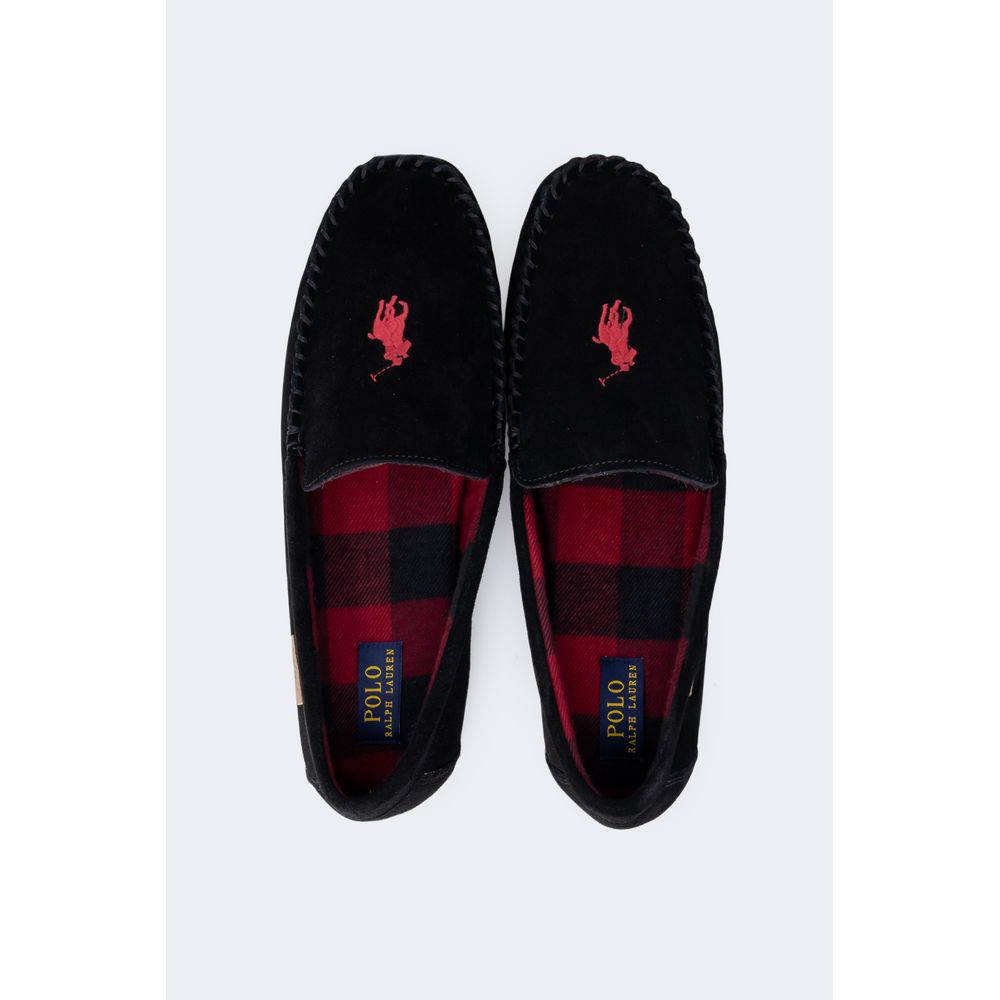 Ralph Lauren Black Faux Fur Slippers for Men