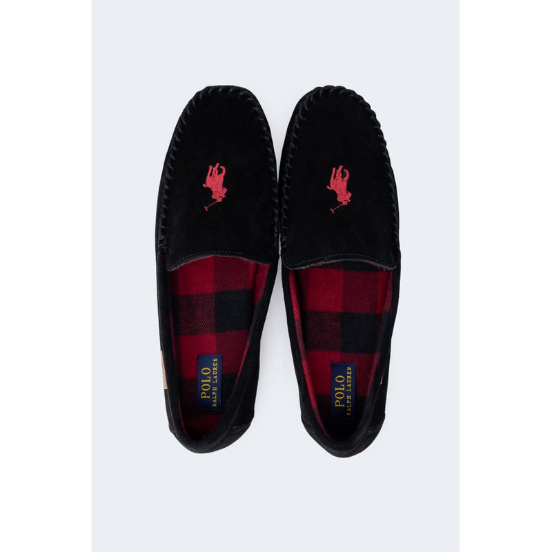 Ralph Lauren Black Faux Fur Slippers for Men