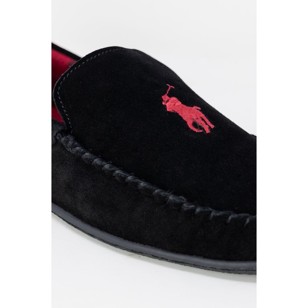 Ralph Lauren Black Faux Fur Slippers for Men