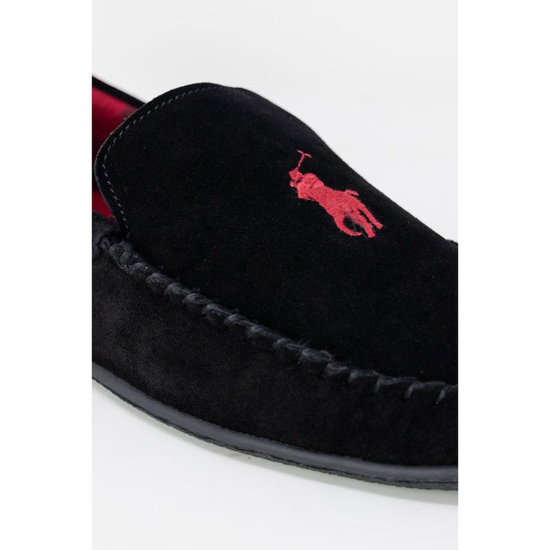 Ralph Lauren Black Faux Fur Slippers for Men