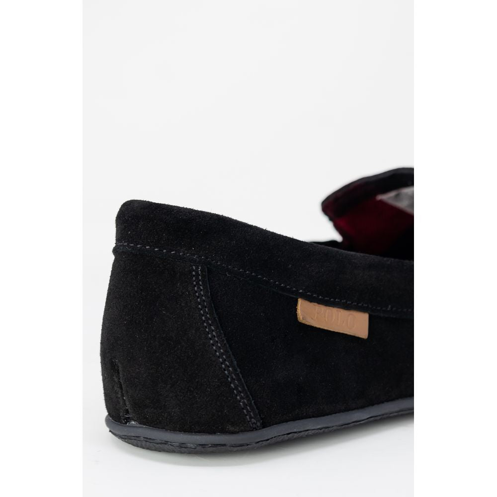 Ralph Lauren Black Faux Fur Slippers for Men