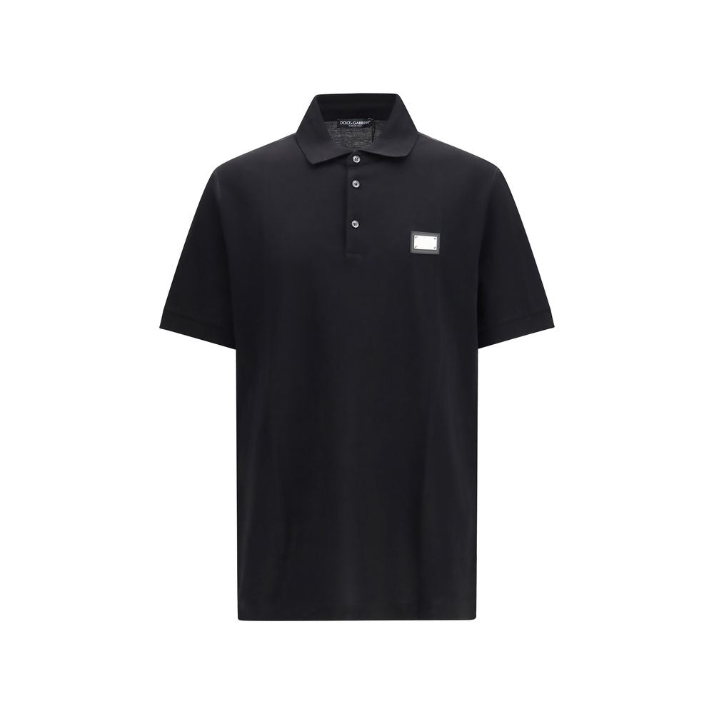 Polo en coton noir Dolce & Gabbana
