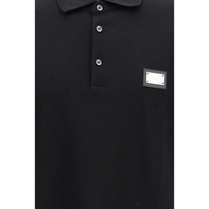 Polo en coton noir Dolce & Gabbana