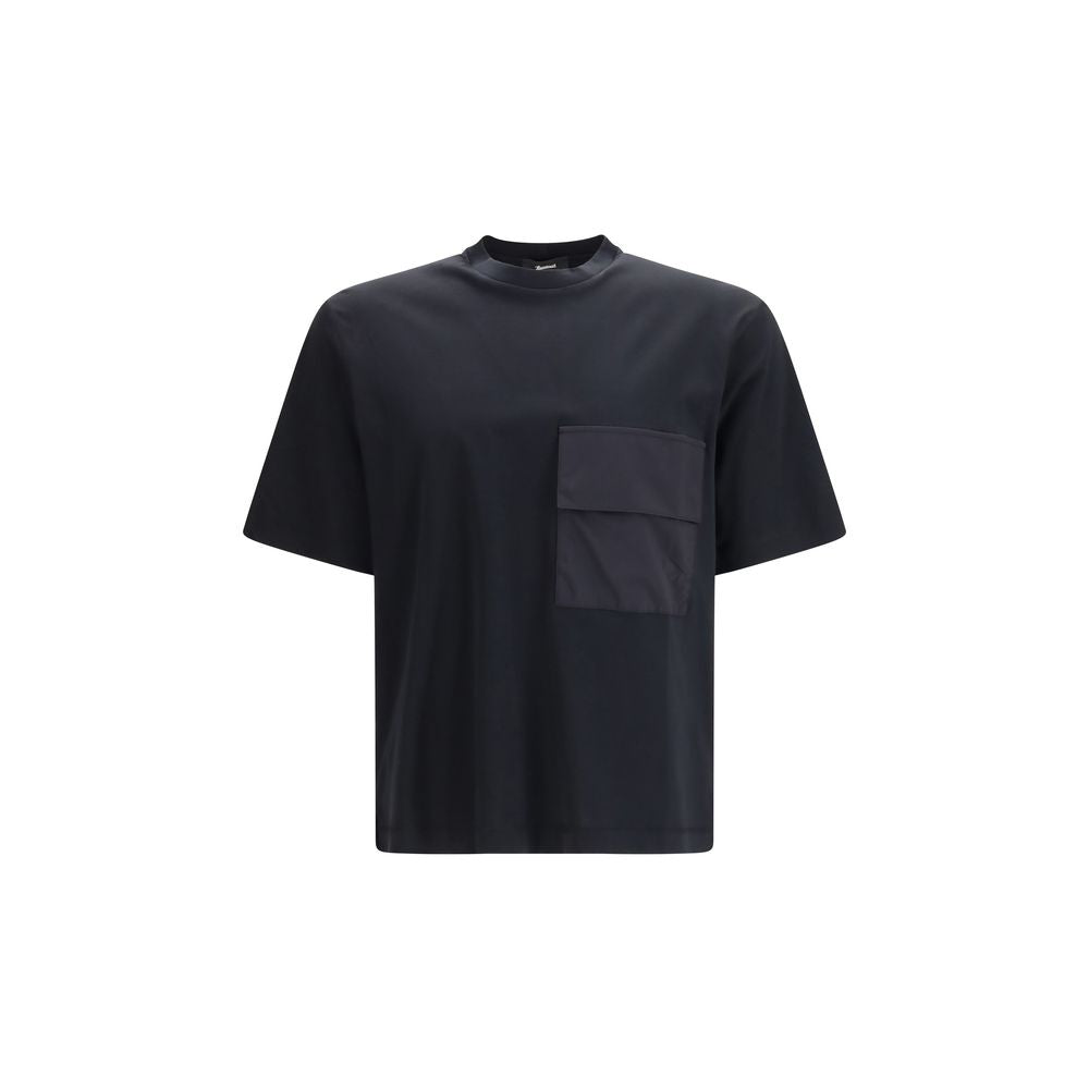 LAMINAR Black Cotton Pocket T-Shirt for Men