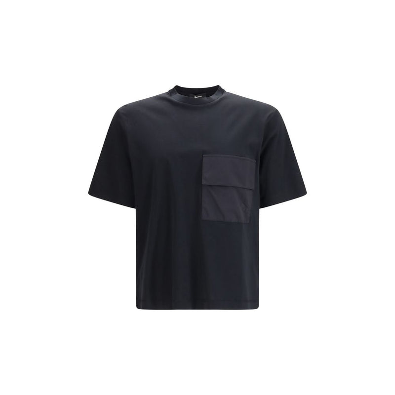 LAMINAR Black Cotton Pocket T-Shirt for Men