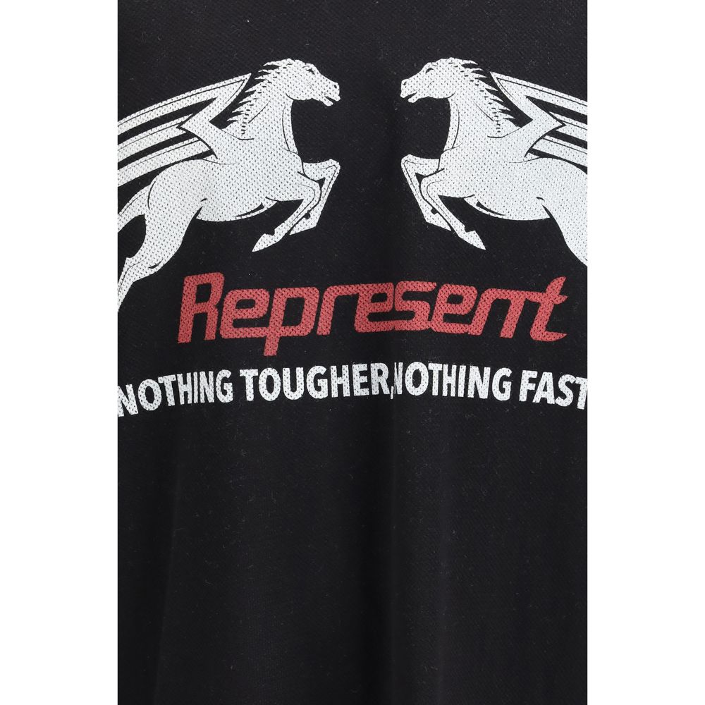 Represent Black Cotton Mesh Pegasus Long Sleeve T-Shirt