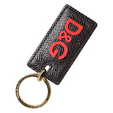 Porte-clés Dolce & Gabbana en cuir de veau noir avec anneau métallique siglé pour homme