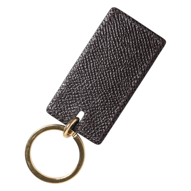 Porte-clés Dolce & Gabbana en cuir de veau noir avec anneau métallique siglé pour homme