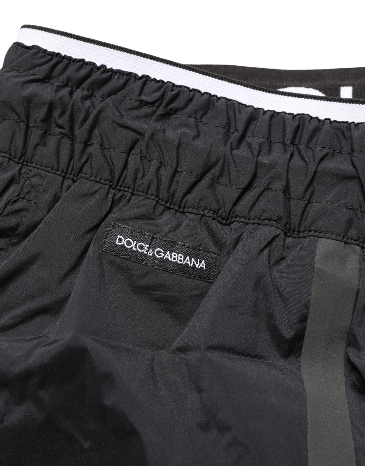 Dolce & Gabbana Black Nylon Elastic Waist Swim Shorts