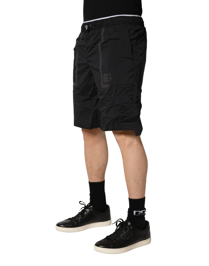 Dolce & Gabbana Black Nylon Elastic Waist Swim Shorts