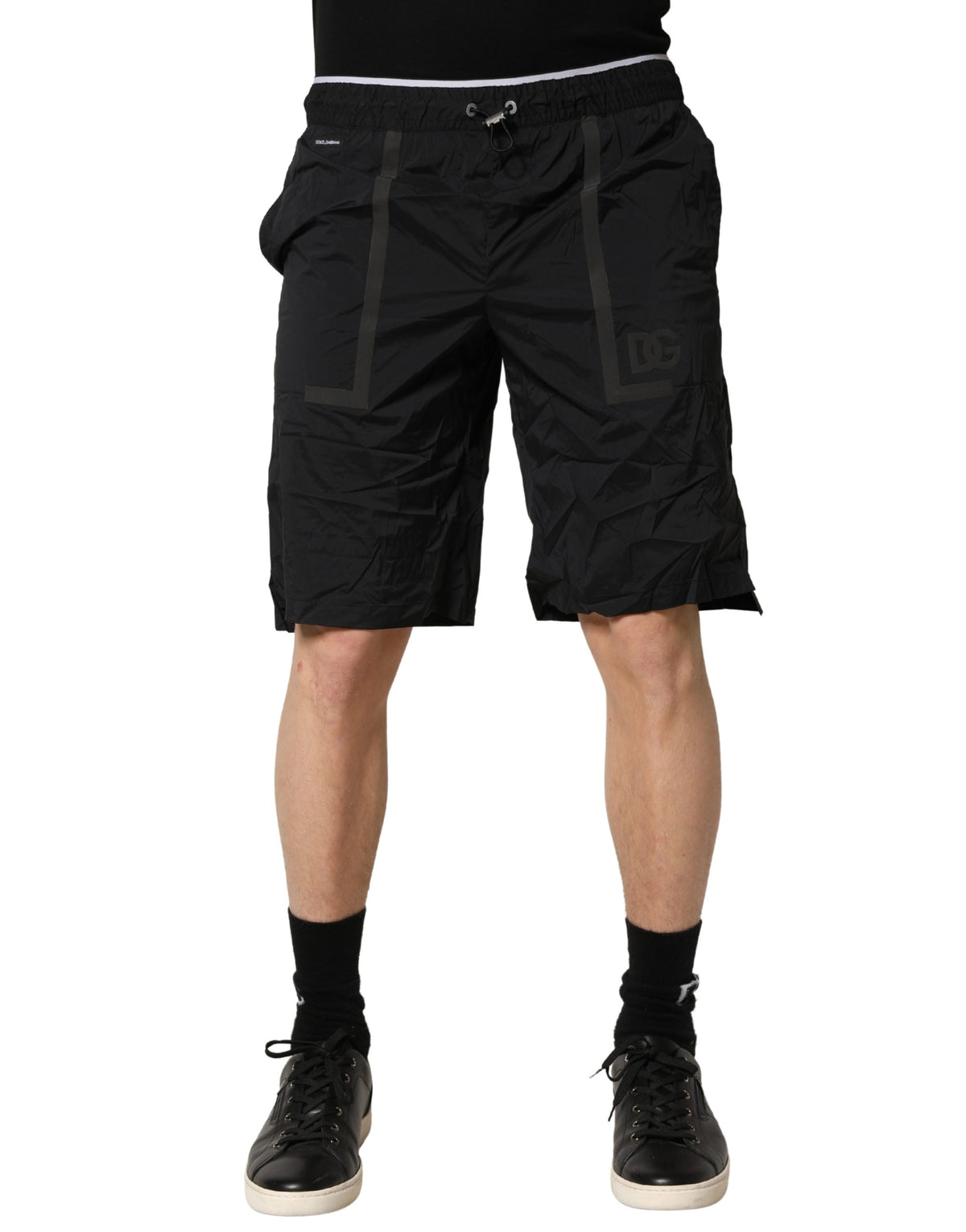 Dolce & Gabbana Black Nylon Elastic Waist Swim Shorts