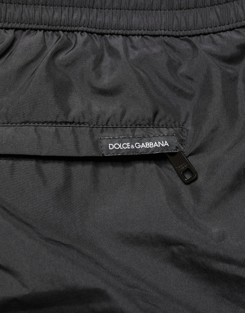 Dolce & Gabbana Black Polyester Drawstring Men Swim Shorts