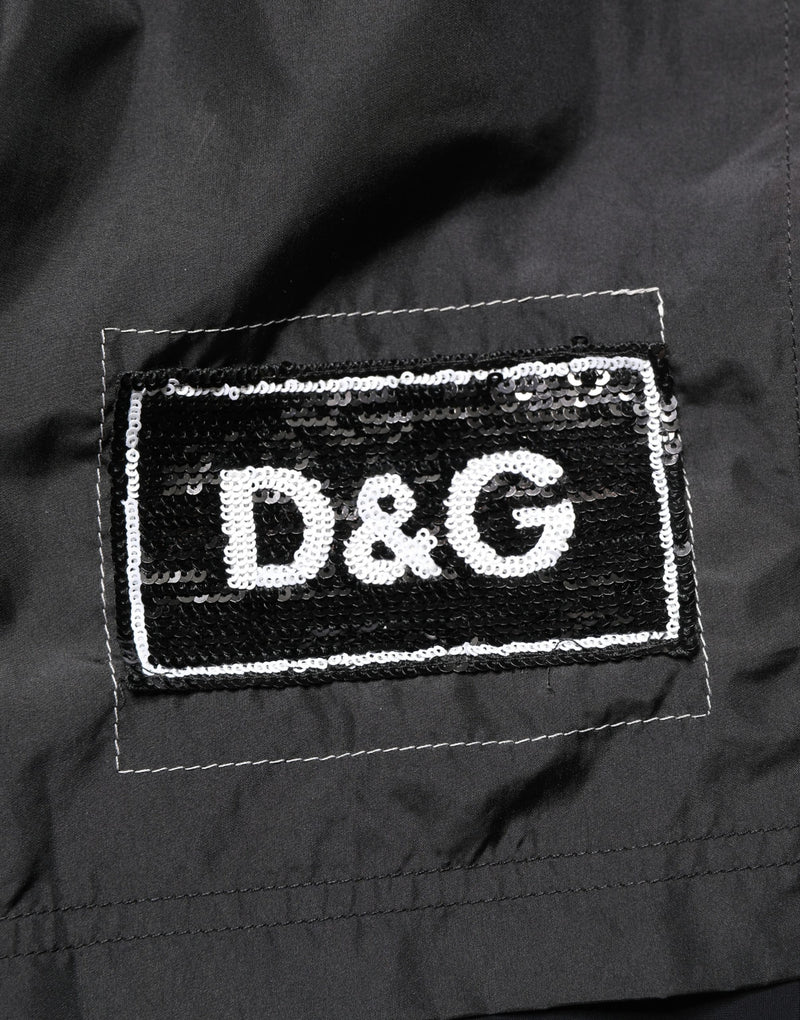 Dolce & Gabbana Black Polyester Drawstring Men Swim Shorts