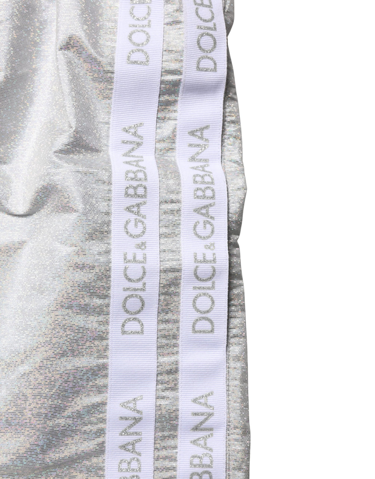 Dolce & Gabbana Silver Polyester Drawstring Men Swim Shorts