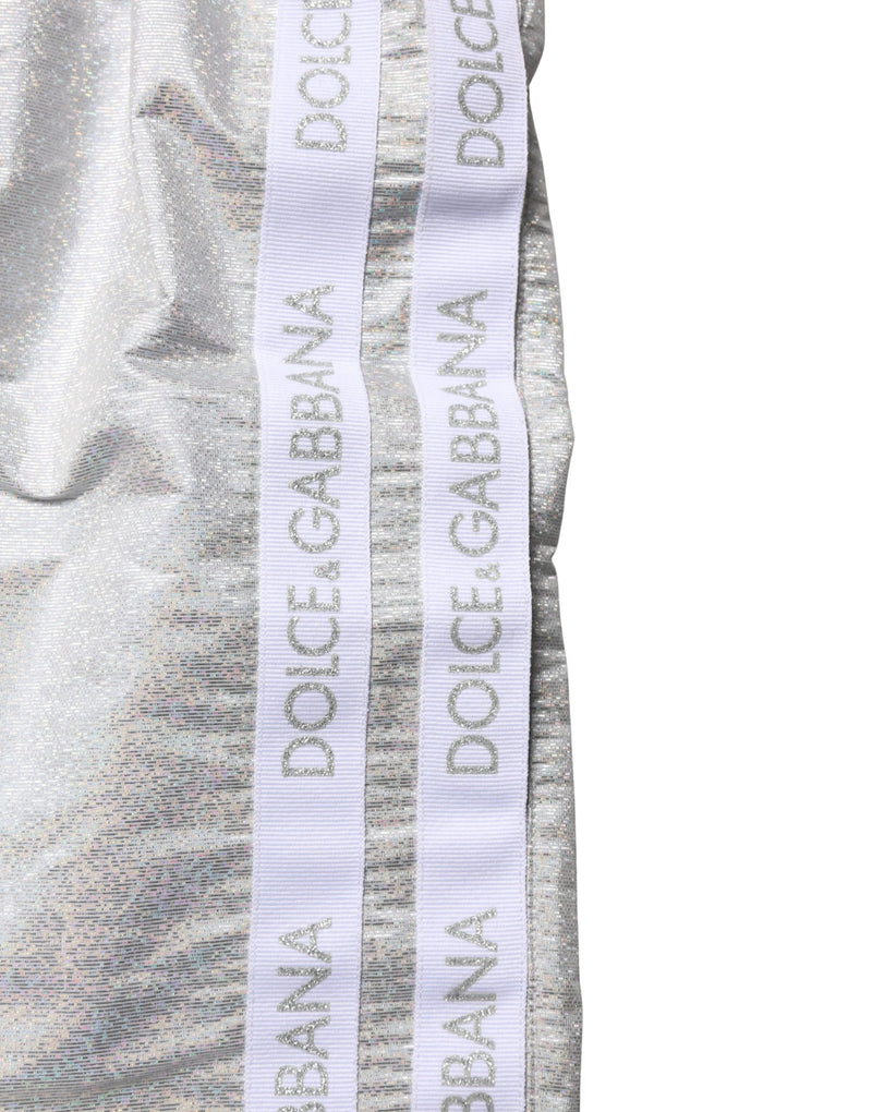 Dolce & Gabbana Silver Polyester Drawstring Men Swim Shorts