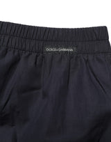 Dolce & Gabbana Black Cotton Elastic Waist Swim Shorts