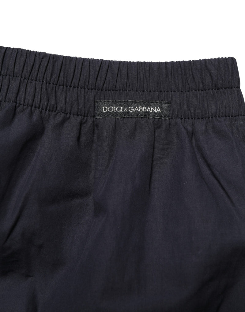 Dolce & Gabbana Black Cotton Elastic Waist Swim Shorts