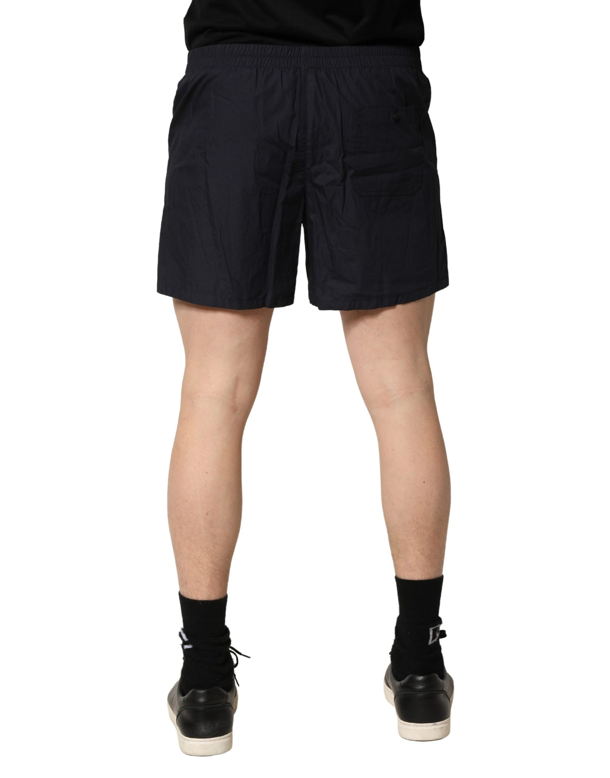 Dolce & Gabbana Black Cotton Elastic Waist Swim Shorts