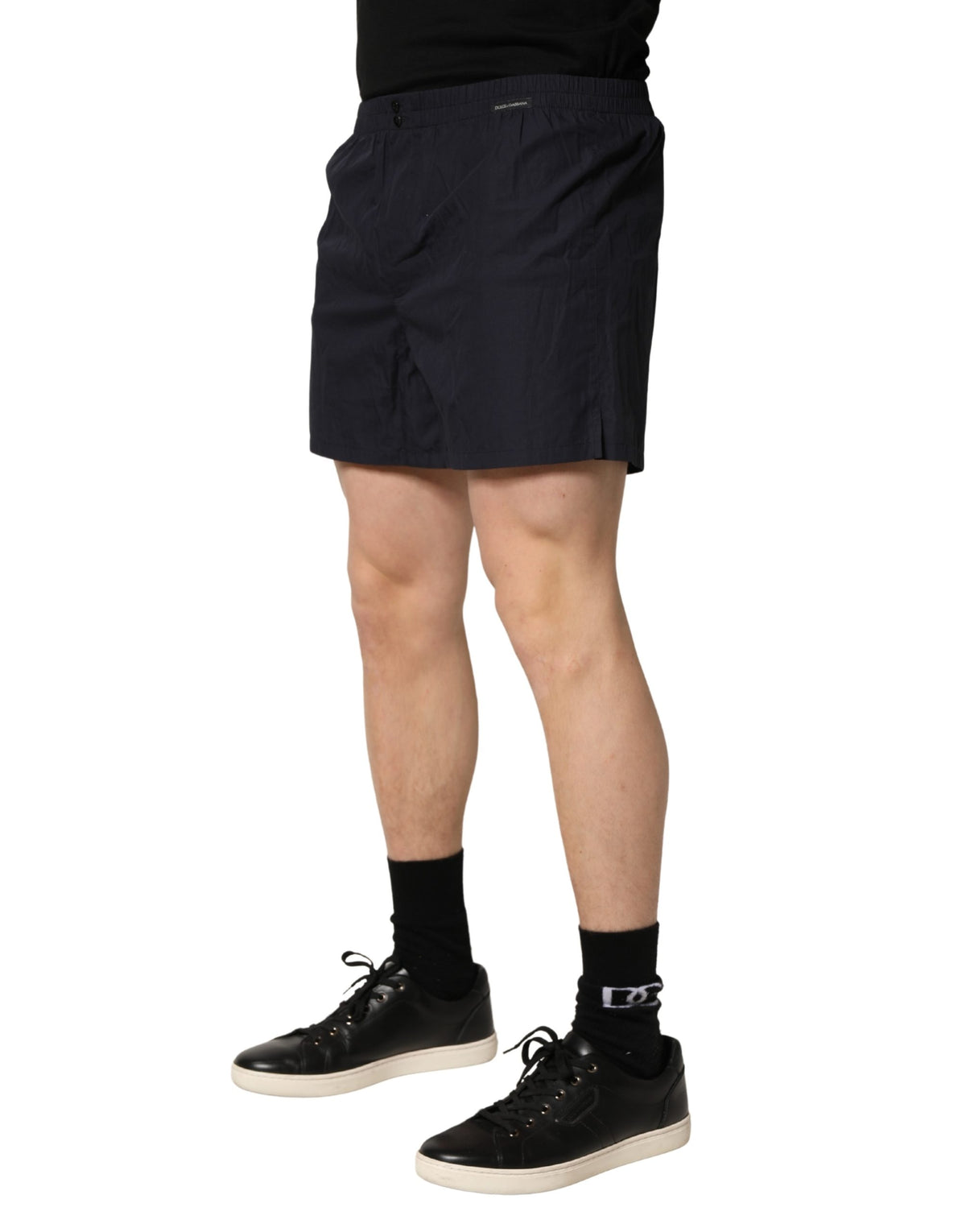 Dolce & Gabbana Black Cotton Elastic Waist Swim Shorts
