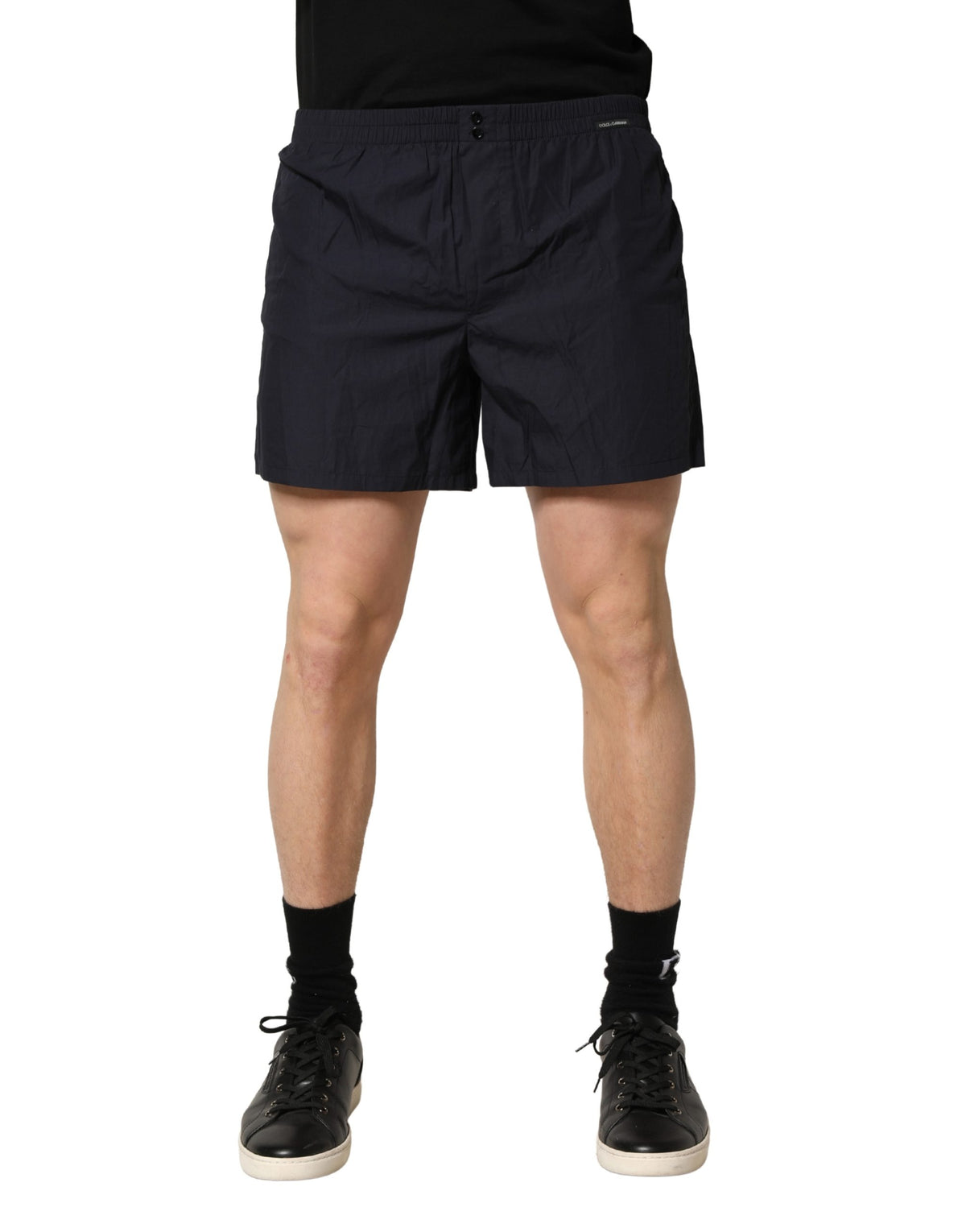 Dolce & Gabbana Black Cotton Elastic Waist Swim Shorts