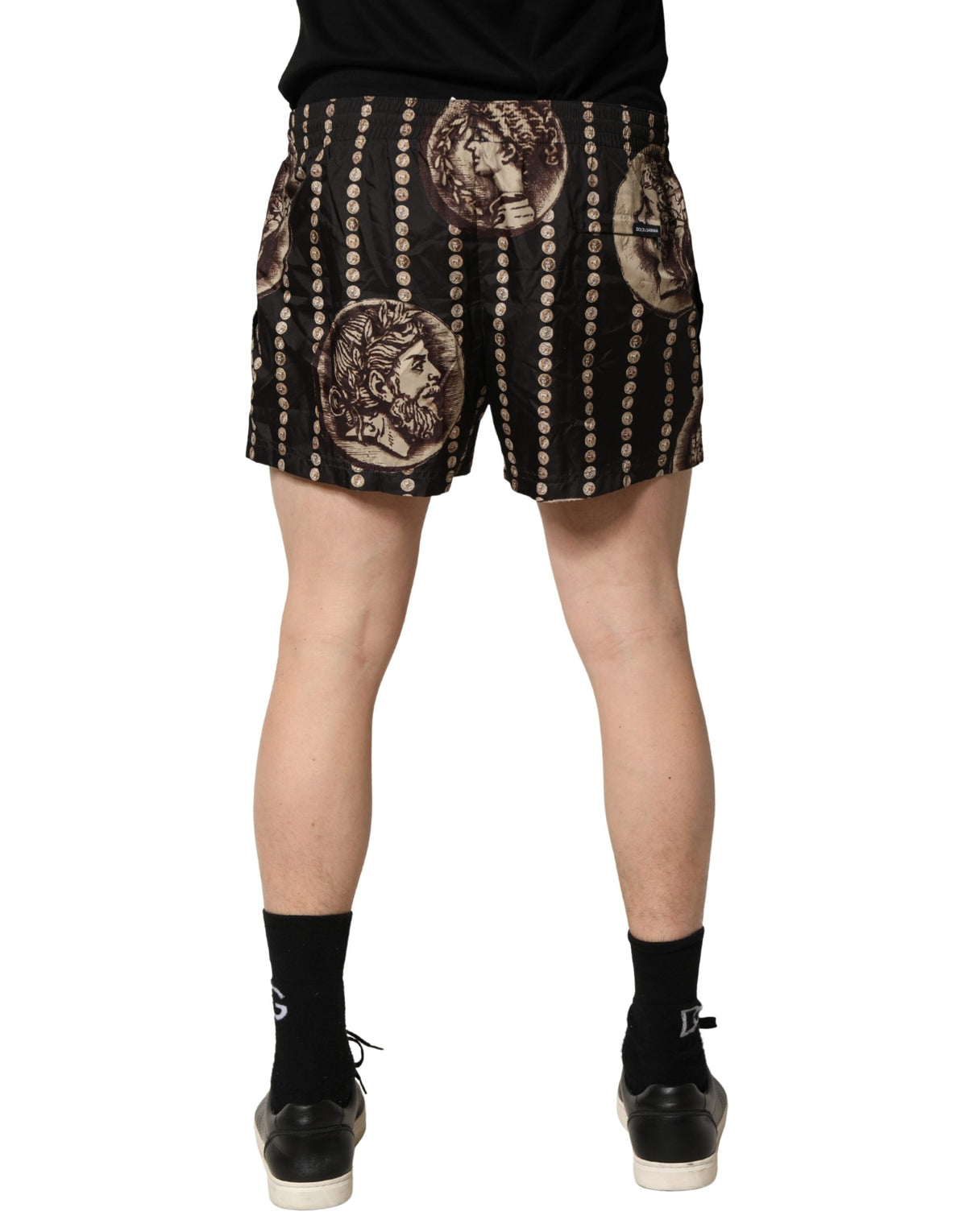 Dolce & Gabbana Black Roman Coin Print Swim Shorts
