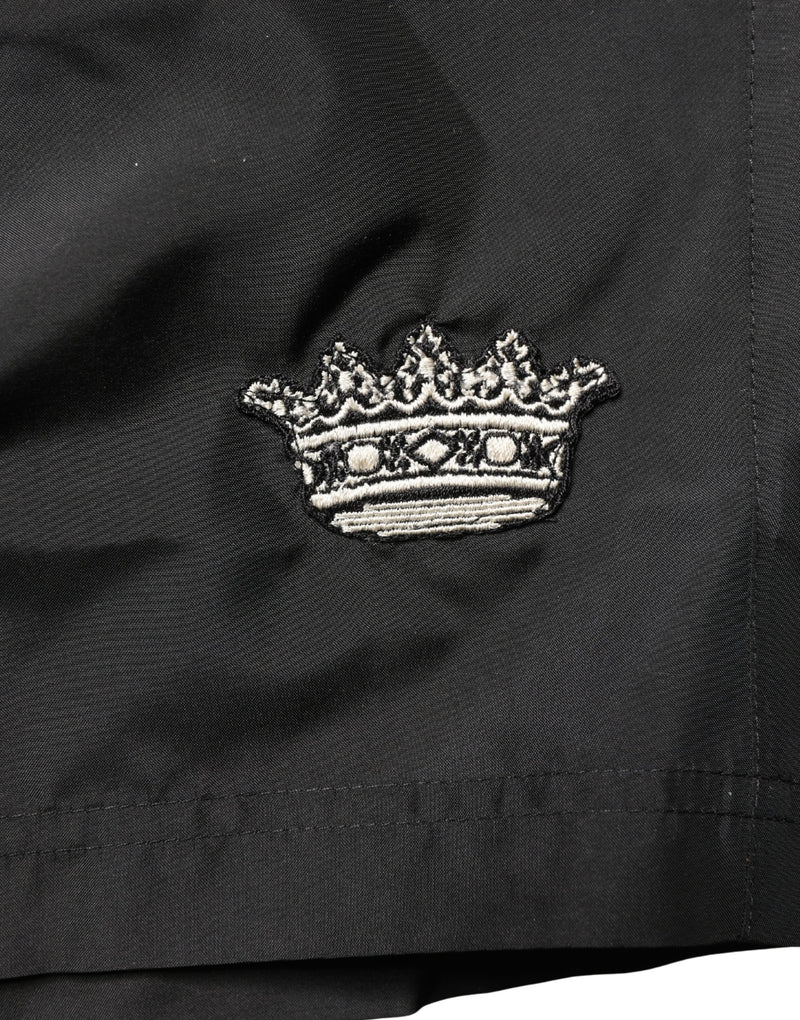 Dolce & Gabbana Black Polyester Drawstring Men Swim Shorts