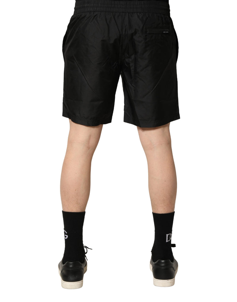 Dolce & Gabbana Black Polyester Drawstring Men Swim Shorts