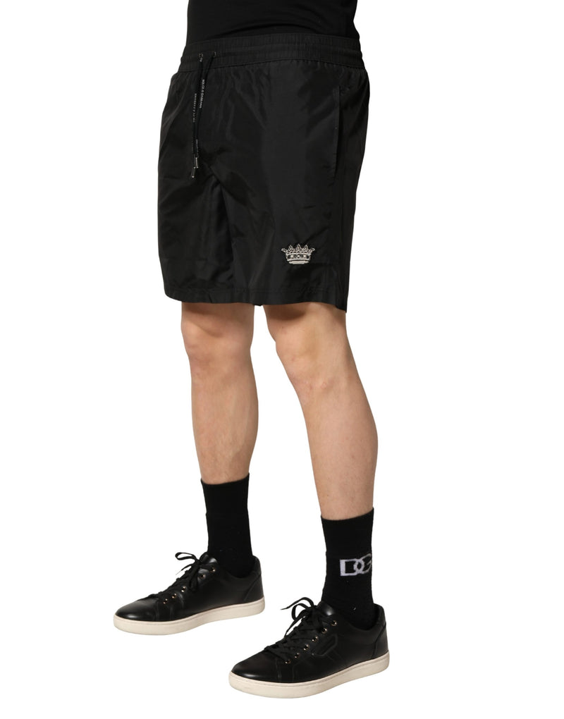 Dolce & Gabbana Black Polyester Drawstring Men Swim Shorts