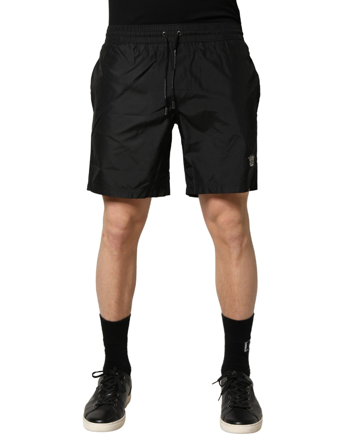 Dolce & Gabbana Black Polyester Drawstring Men Swim Shorts