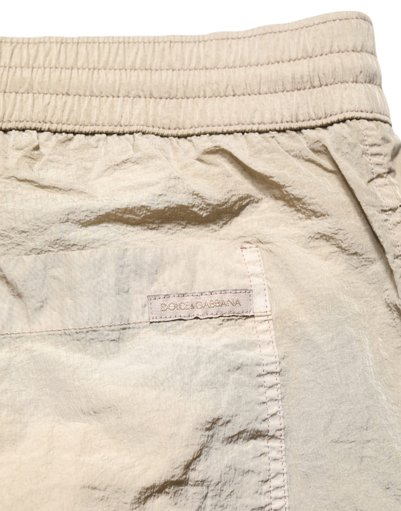 Dolce & Gabbana Brown Nylon Drawstring Swim Shorts