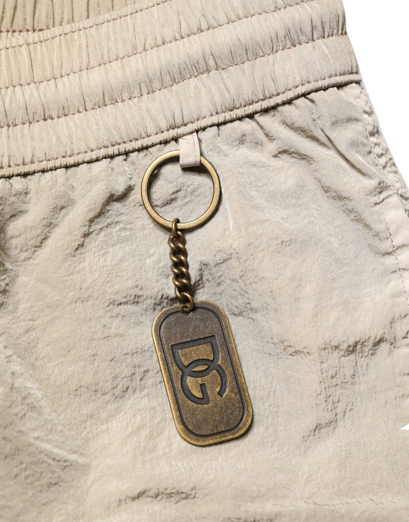 Dolce & Gabbana Brown Nylon Drawstring Swim Shorts