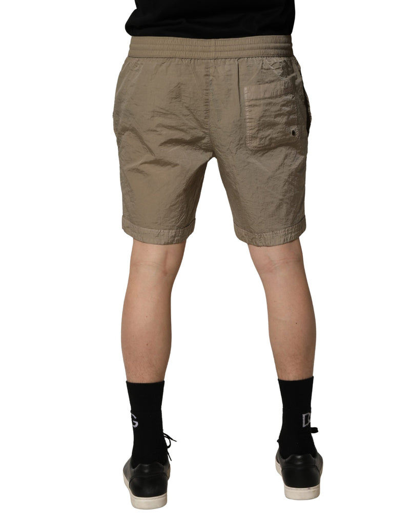 Dolce & Gabbana Brown Nylon Drawstring Swim Shorts